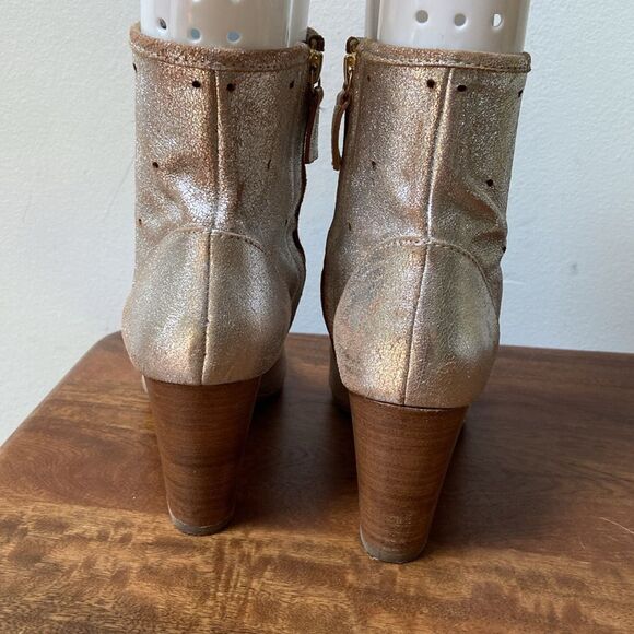 Boden Leather Silver Metalic Ankle Booties Size 37 - Picture 6 of 12
